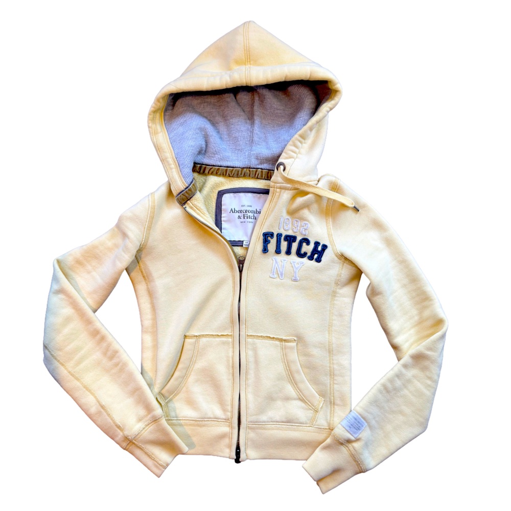 [SOLD] Vintage Y2K Abercrombie & Fitch Sweater Yellow Zip Up Hoodie Size XS